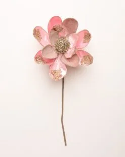 19" Pink & Platinum Magnolia Stem Set Of 4