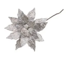 18" Icy Poinsettia Stem Set Of 6 -Christmas decorations 0671409754A