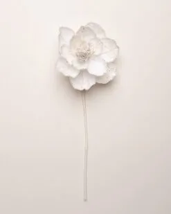 18" Icy White Magnolia Stem Set Of 6