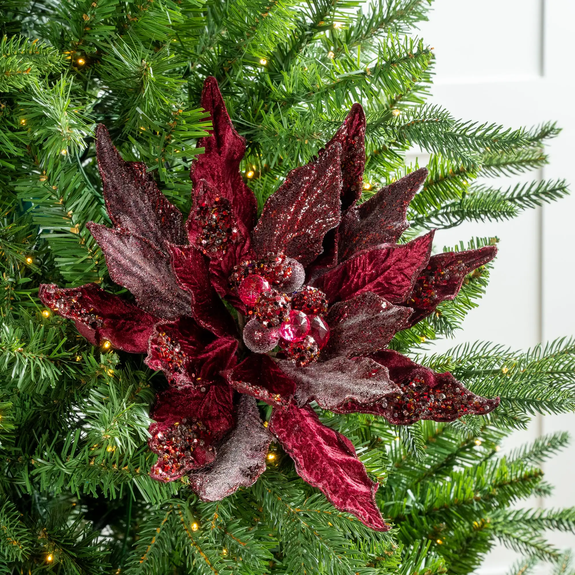 18" Poinsettia Stem Set Of 2 5 18" Poinsettia Stem Set Of 2 - Image 3