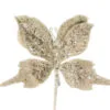 6" Pearl White Glitter Butterfly Pick Set Of 6 -Christmas decorations 0671409814B