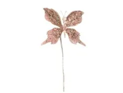 6" Pink Glitter Butterfly Pick Set Of 6