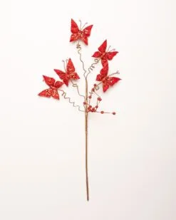 24" Mini Red Butterfly Spray Set Of 6