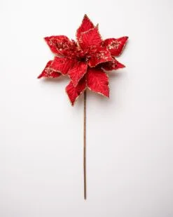 15" Poinsettia Velvet Pick Set Of 6 -Christmas decorations 0671409843 1