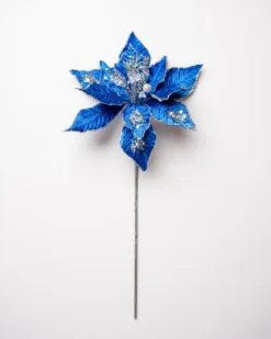 15" Poinsettia Velvet Pick Set Of 6