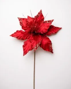 15" Green Poinsettia Velvet Pick Set Of 6 18 15" Green Poinsettia Velvet Pick Set Of 6 -Christmas decorations 0671409850 1