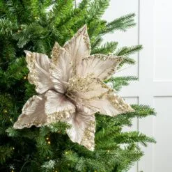 15" Green Poinsettia Velvet Pick Set Of 6 17 15" Green Poinsettia Velvet Pick Set Of 6 -Christmas decorations 0671409851 2