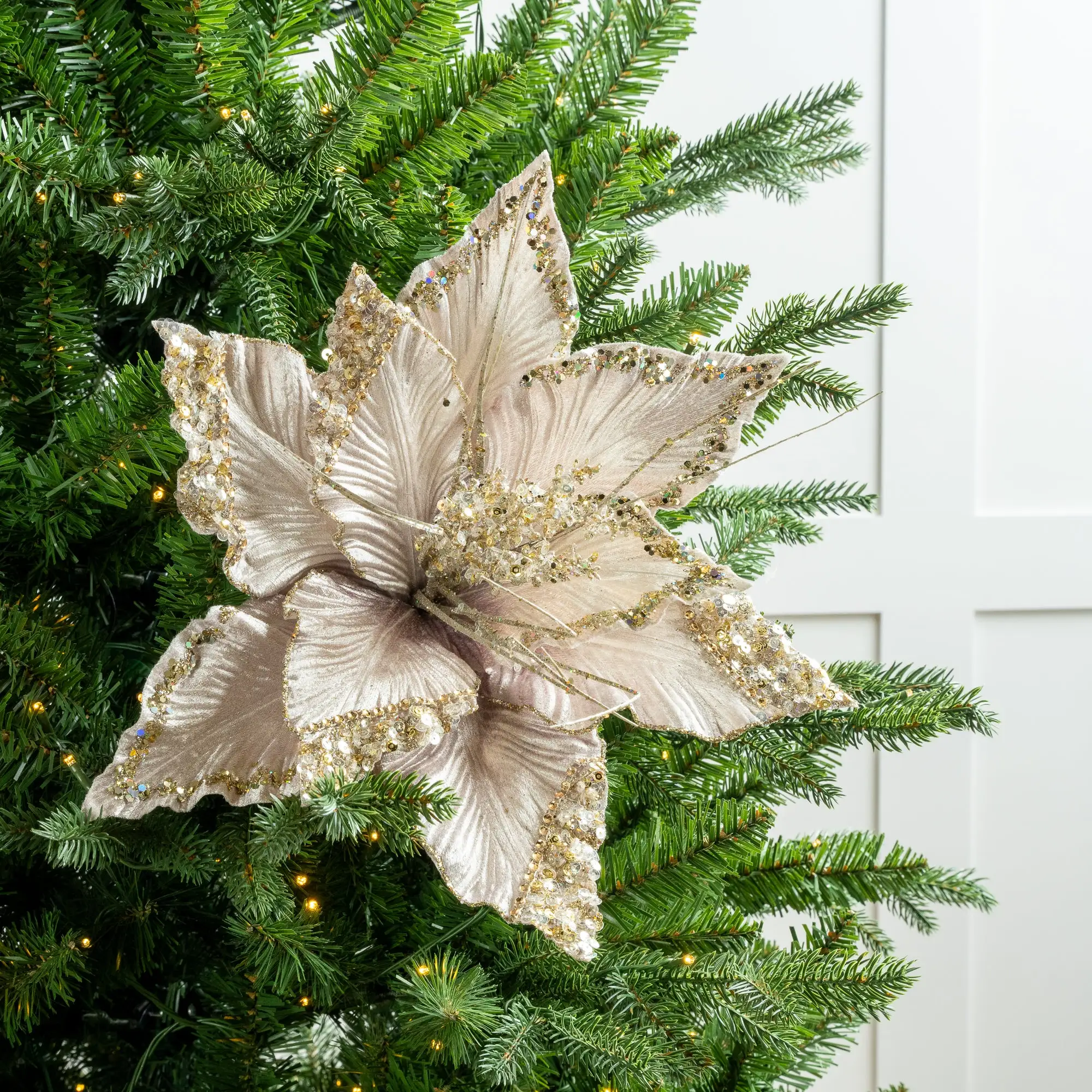 15" Green Poinsettia Velvet Pick Set Of 6 9 15" Green Poinsettia Velvet Pick Set Of 6 - Image 7