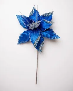 15" Green Poinsettia Velvet Pick Set Of 6 14 15" Green Poinsettia Velvet Pick Set Of 6 -Christmas decorations 0671409852 1