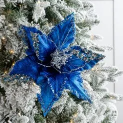 15" Green Poinsettia Velvet Pick Set Of 6 15 15" Green Poinsettia Velvet Pick Set Of 6 -Christmas decorations 0671409852 2