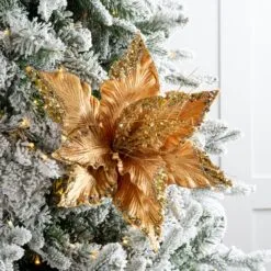 15" Green Poinsettia Velvet Pick Set Of 6 13 15" Green Poinsettia Velvet Pick Set Of 6 -Christmas decorations 0671409854 2