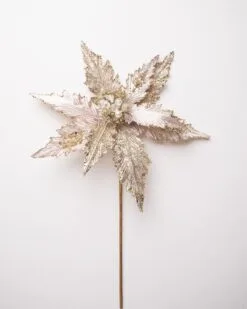 17" Glitter Poinsettia Set Of 6