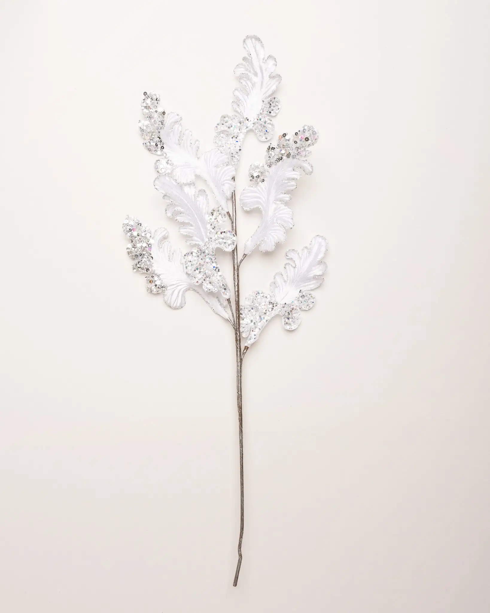 29" White & Silver Leaf Set Of 6 3 29" White & Silver Leaf Set Of 6