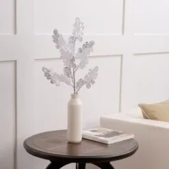 29" White & Silver Leaf Set Of 6 7 29" White & Silver Leaf Set Of 6 -Christmas decorations 0671409930 2