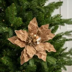 11" Glitter Poinsettia Pick Set Of 6 -Christmas decorations 0671409933 1