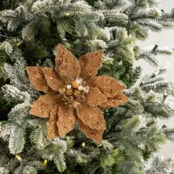 11" Glitter Poinsettia Pick Set Of 6 -Christmas decorations 0671409933 2