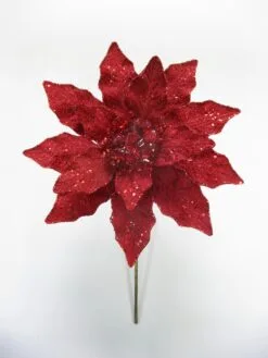 11" Glitter Poinsettia Pick Set Of 6 -Christmas decorations 0671409934