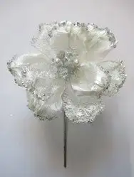 13" White & Silver Magnolia Set Of 6