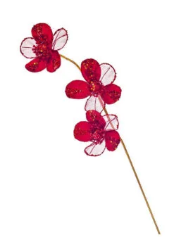 24" Red Flower Spray Set Of 6