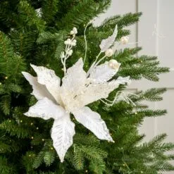 17" Poinsettia With Leaves Pick Set Of 6 -Christmas decorations 0671409951 1