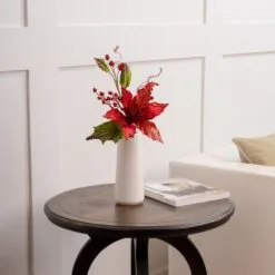 17" Poinsettia With Leaves Pick Set Of 6 -Christmas decorations 0671409952 1