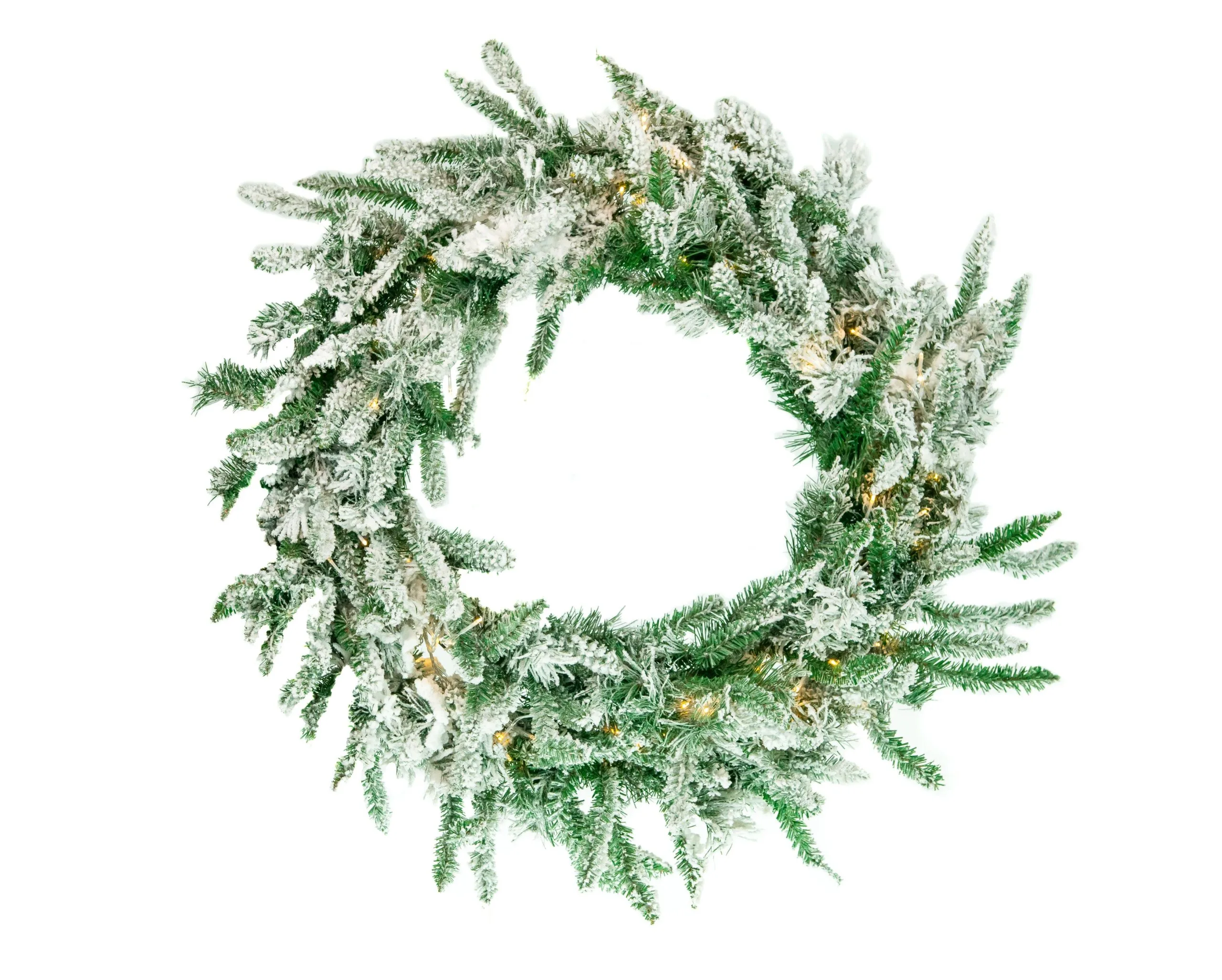 36" Snowy Alaskan Wreath 100 LED Warm White Lights 3 36" Snowy Alaskan Wreath 100 LED Warm White Lights
