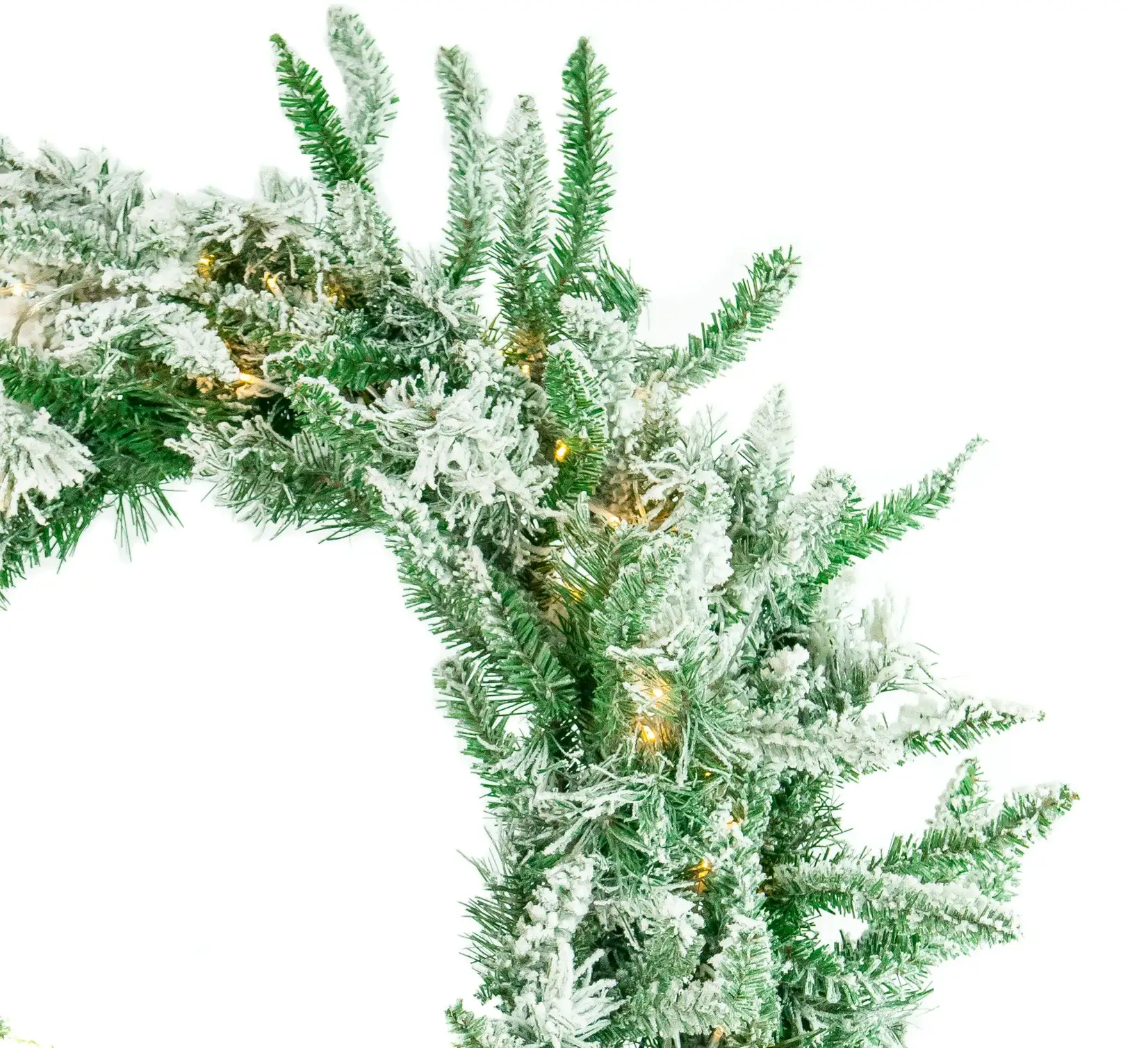 36" Snowy Alaskan Wreath 100 LED Warm White Lights 5 36" Snowy Alaskan Wreath 100 LED Warm White Lights - Image 3