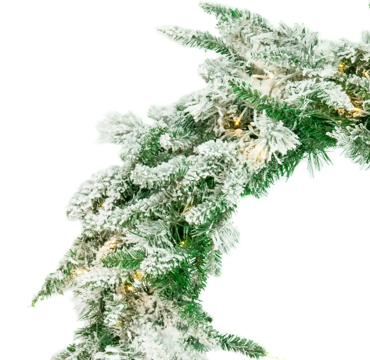 36" Snowy Alaskan Wreath 100 LED Warm White Lights 4 36" Snowy Alaskan Wreath 100 LED Warm White Lights - Image 2