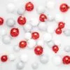 2-2.7" White & Red Assorted Glass Ornament Set Of 42 Pieces -Christmas decorations 0671460772A