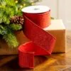 2.5" X 10YD Red Mesh Ribbon With Red Back -Christmas decorations 0671473019 1