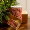 2.5" X 10YD Red Velvet Ribbon With Gold Glitter Filigree -Christmas decorations 0671473040 1