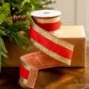 2.5" X5YD Red With Gold Edge Ribbon -Christmas decorations 0671473082 1