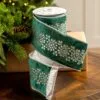 4" X5YD Green Velvet Ribbon With Silver Floral Jewel -Christmas decorations 0671474008 1