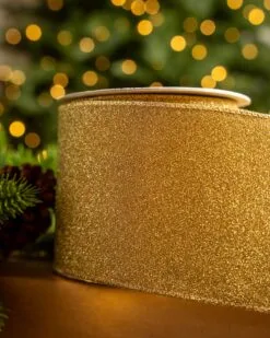 4"X10YD Gold Mesh Ribbon -Christmas decorations 0671474017 2