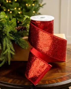 4" X10YD Red Mesh Ribbon