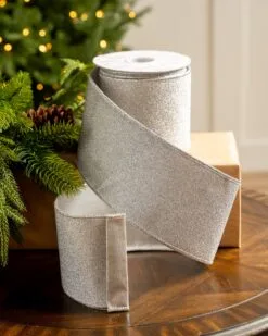 4" X10YD Silver Mesh Ribbon