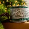 4" X5YD Emerald Velvet Ribbon Beaded In Silver -Christmas decorations 0671474023 2