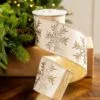 4" X10YD Ivory Ribbon With Gold Glitter Snowflake -Christmas decorations 0671474024 1