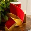 4" X10YD Red Velvet With Gold Edge -Christmas decorations 0671474041 1