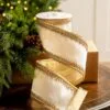 4" X5YD Ivory With Gold Crotchet Trim Edge -Christmas decorations 0671474075 1