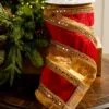 4" X10YD Red Velvet Ribbon With Mirror On Edge 2 4" X10YD Red Velvet Ribbon With Mirror On Edge -Christmas decorations 0671474090 1