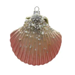 Pink Beaded Seashell Ornament Set Of 2 -Christmas decorations 0796205308 2