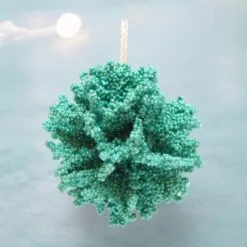 4" Teal Coral Ball Ornament Set Of 6