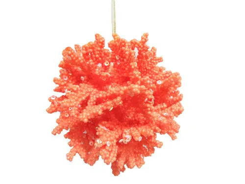 4.5" Coral Ball Ornament Set Of 6 4 4.5" Coral Ball Ornament Set Of 6 - Image 2
