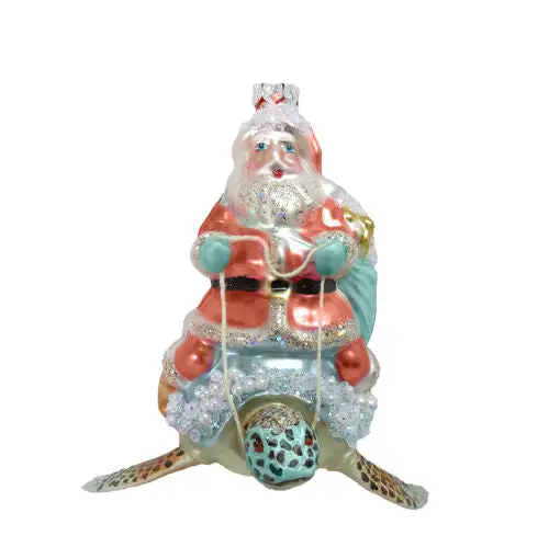 5" Santa On A Sea Turtle Ornament 4 5" Santa On A Sea Turtle Ornament - Image 2