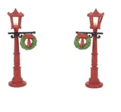 Village Accessory Red With Greens Street Lights