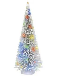 Village Accessory Lit Frosted White Sisal Tree
