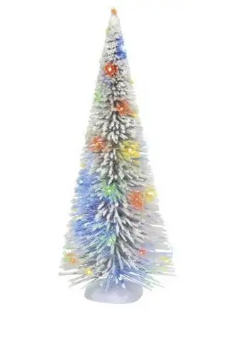 Village Accessory Lit Frosted White Sisal Tree 3 Village Accessory Lit Frosted White Sisal Tree
