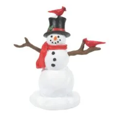 Village Accessory Cardinal Christmas Snowman