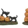 Halloween Village Scary Cats & Pumpkins 2 Piece Set -Christmas decorations 2839934912